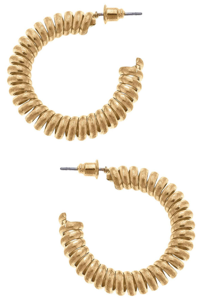 Thea Coiled Hoop Earrings in Worn Gold - Canvas Style