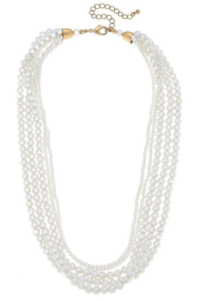 Theresa Pearl Multi Strand Necklace in Ivory - Canvas Style