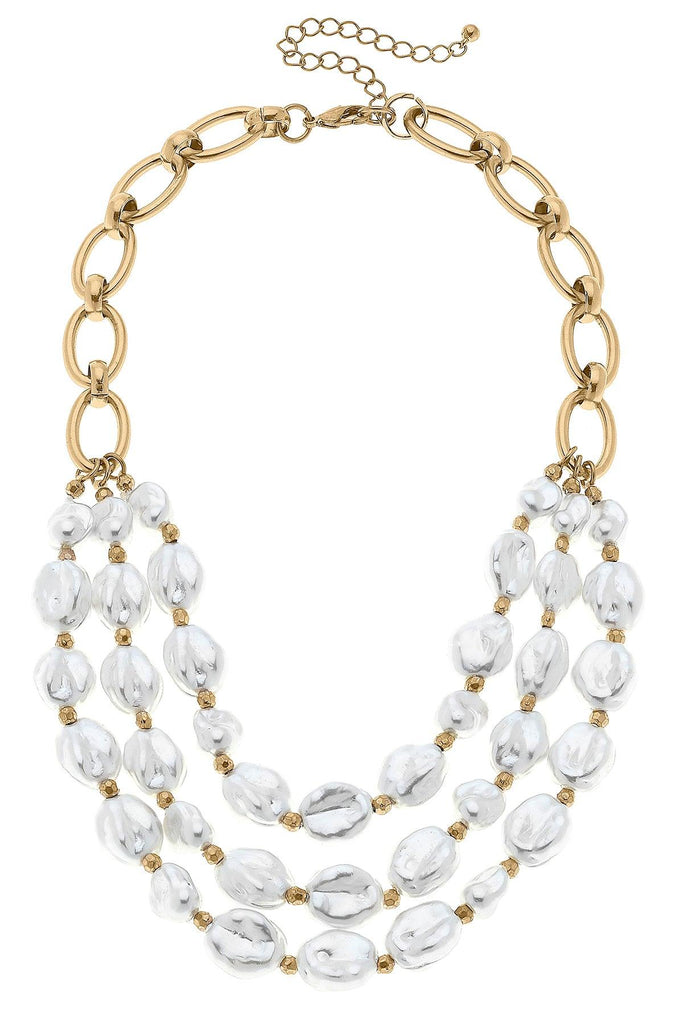 Valencia Layered Baroque Pearl Necklace in Ivory - Canvas Style