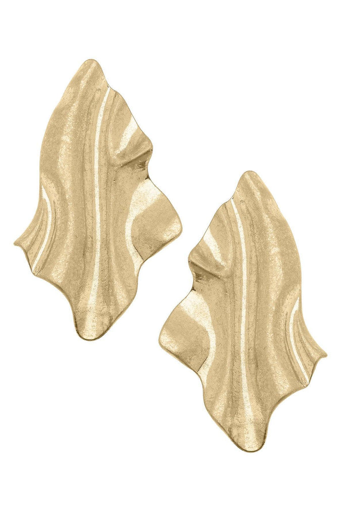 Valencia Molten Metal Statement Earrings in Worn Gold - Canvas Style