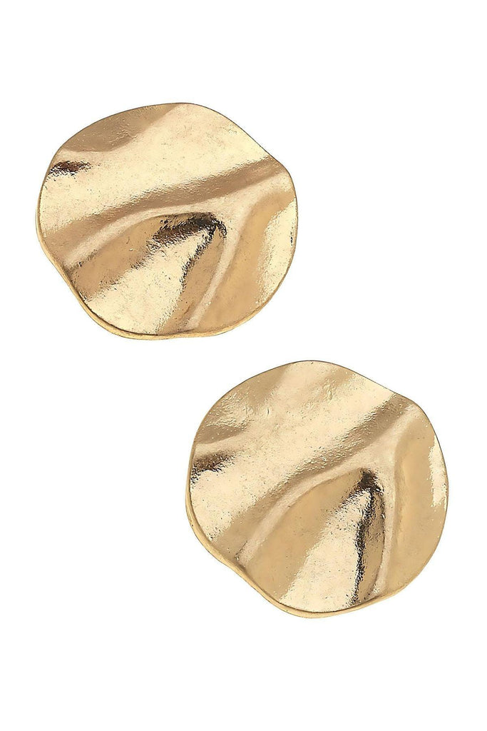 Vancouver Molten Metal Stud Earrings in Worn Gold - Canvas Style