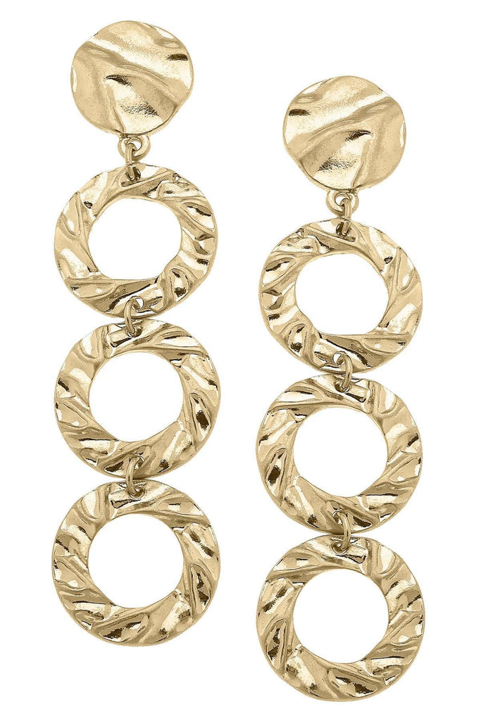 Vancouver Triple Disc Earrings in Worn Gold - Canvas Style