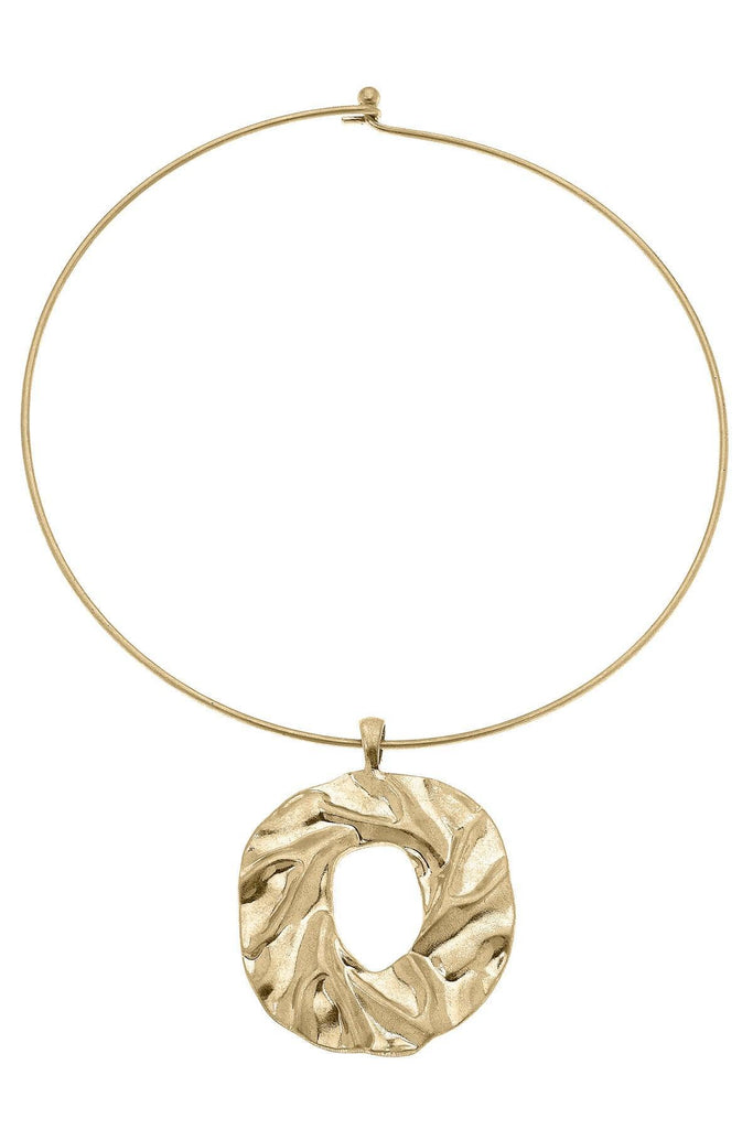 Venice Statement Choker Necklace in Worn Gold - Canvas Style