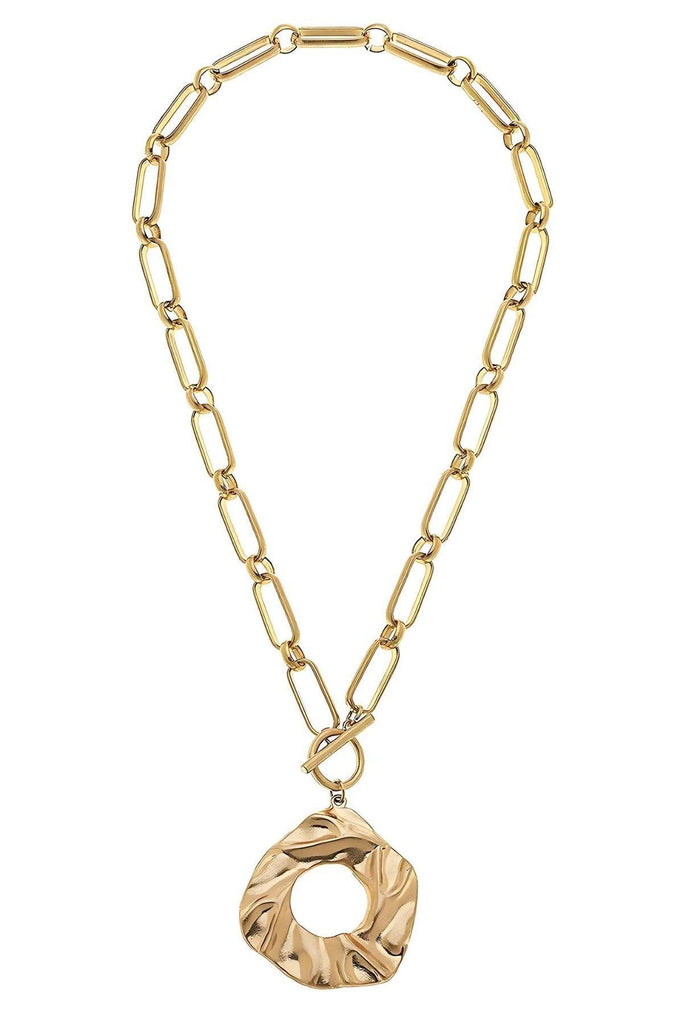 Venice T-Bar Necklace in Worn Gold - Canvas Style