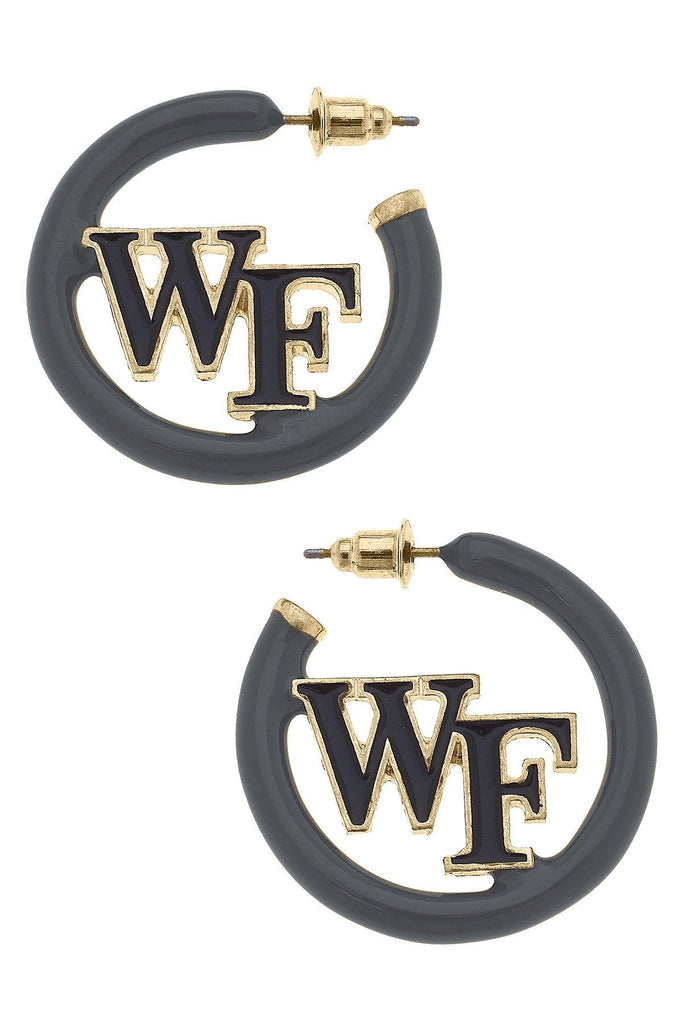 Wake Forest Demon Deacons Enamel Logo Earrings in Black/Grey - Canvas Style