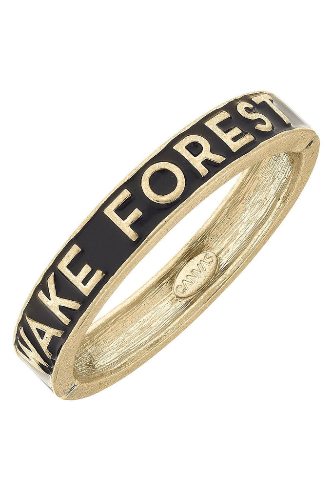 Wake Forest Demon Deacons Enamel Logo Hinge Bangle in Black - Canvas Style