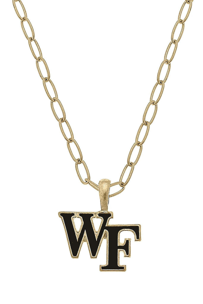 Wake Forest Demon Deacons Enamel Pendant Necklace in Black - Canvas Style