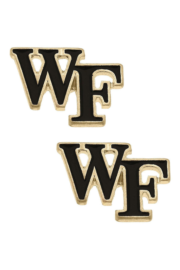 Wake Forest Demon Deacons Enamel Stud Earrings in Black - Canvas Style