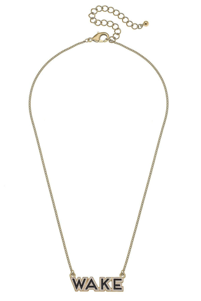 Wake Forest Demon Deacons Outline Enamel Necklace in Black/White - Canvas Style