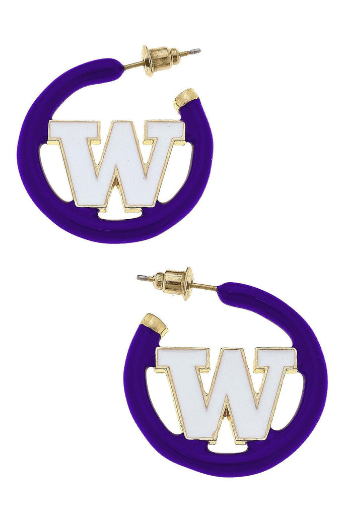 Washington Huskies Enamel Logo Earrings in Purple/Gold - Canvas Style