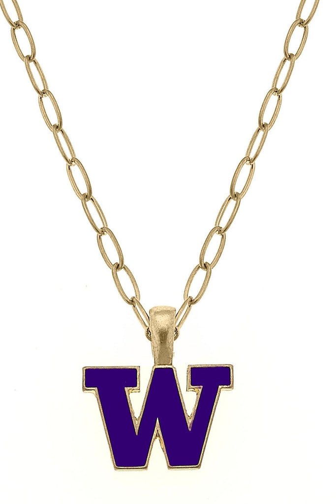 Washington Huskies Enamel Pendant Necklace in Purple - Canvas Style