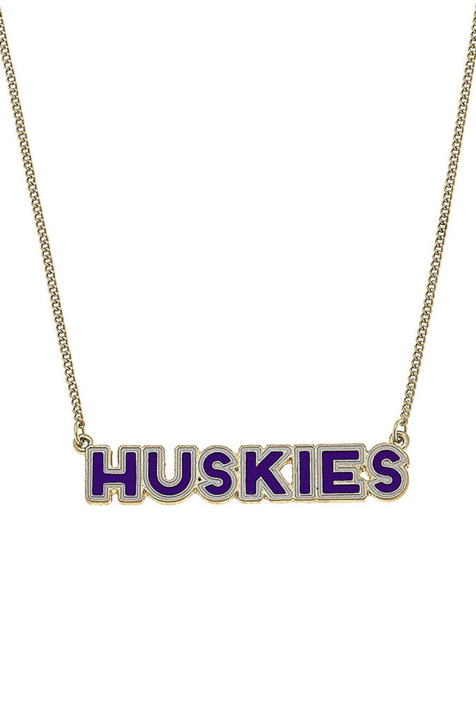 Washington Huskies Outline Enamel Necklace in Purple - Canvas Style