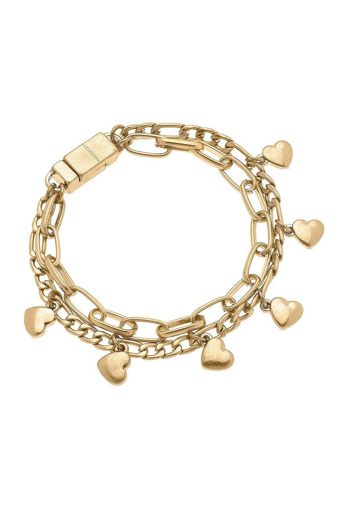 Wilder Heart Layered Chain Link Bracelet in Worn Gold - Canvas Style