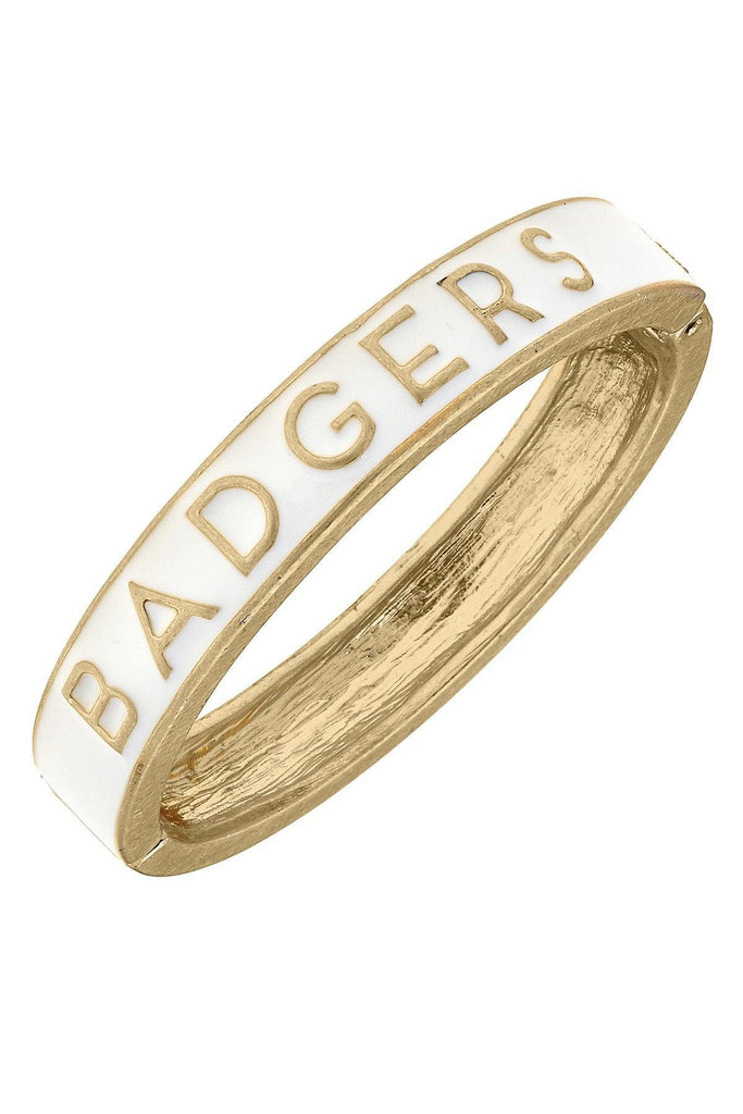 Wisconsin Badgers Enamel Hinge Bangle in White - Canvas Style