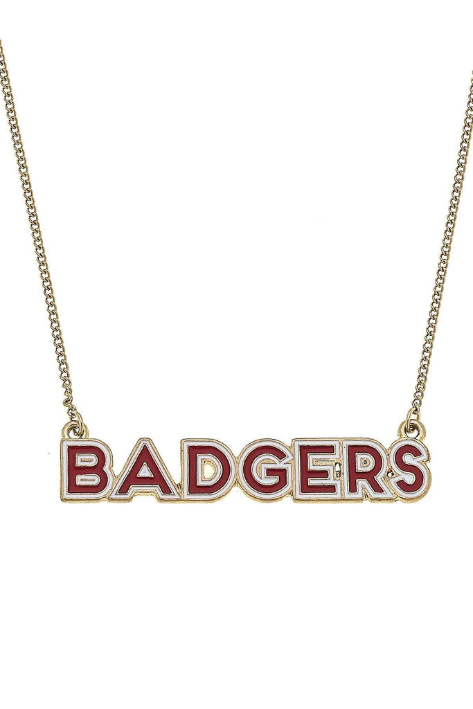 Wisconsin Badgers Outline Enamel Necklace in Red - Canvas Style