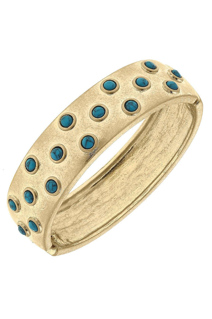 Yellowstone Turquoise Studded Hinge Bangle - Canvas Style