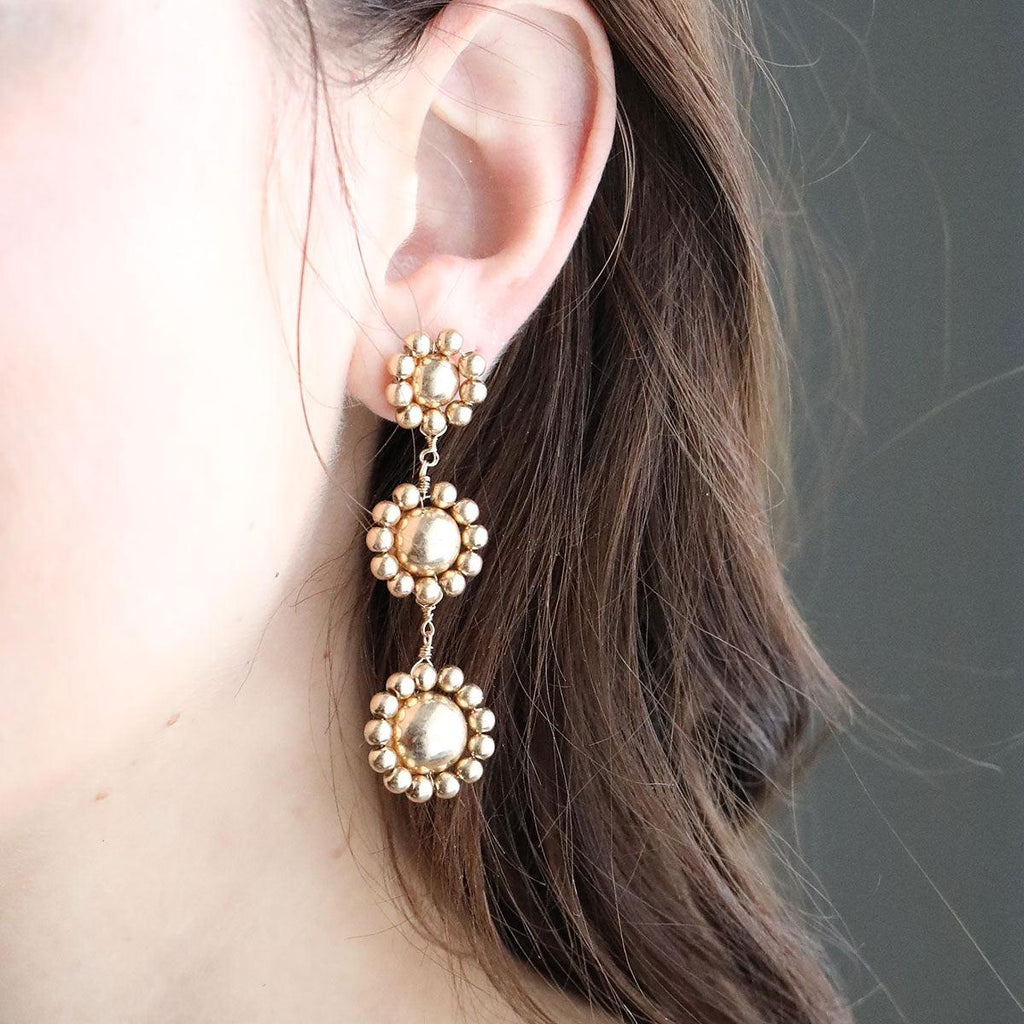 Adelaide Statement Drop Earrings in Worn Gold - Canvas Style