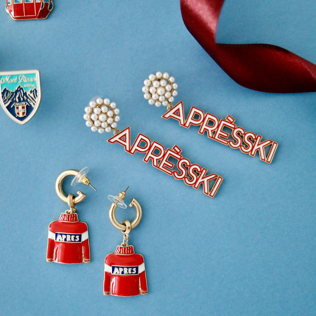 Aspen Après-Ski Pearl Cluster Enamel Earrings - Canvas Style