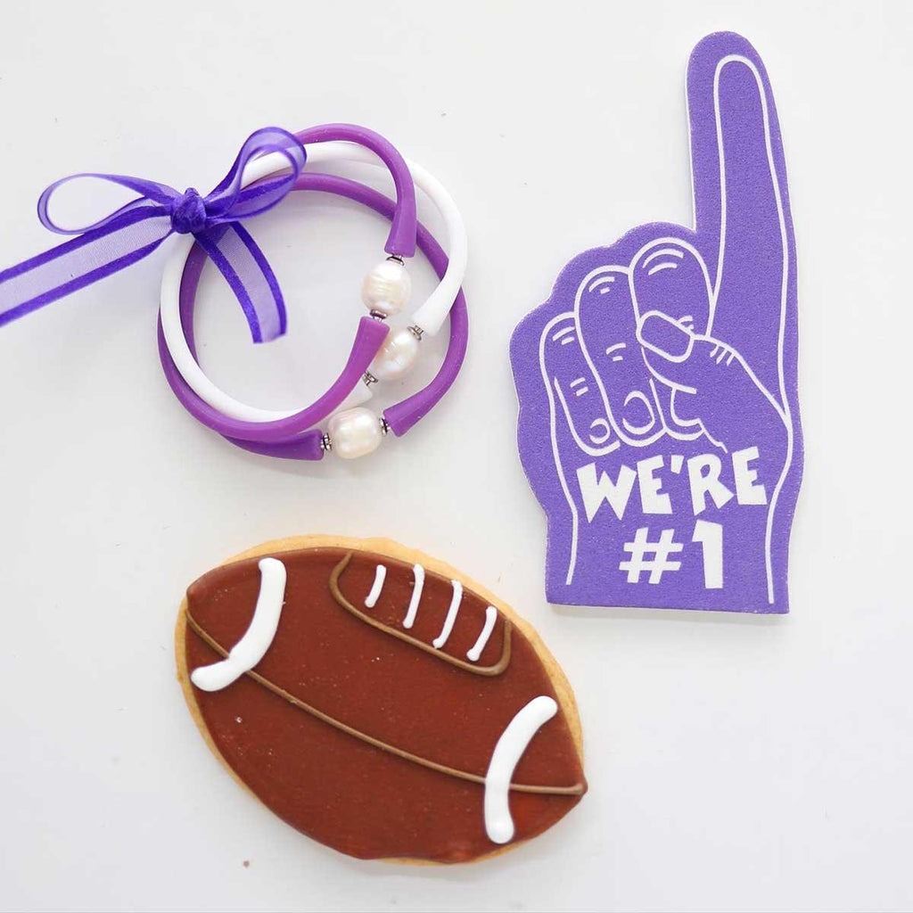 Bali Game Day Bracelet Set of 3 in Purple & White - Canvas Style