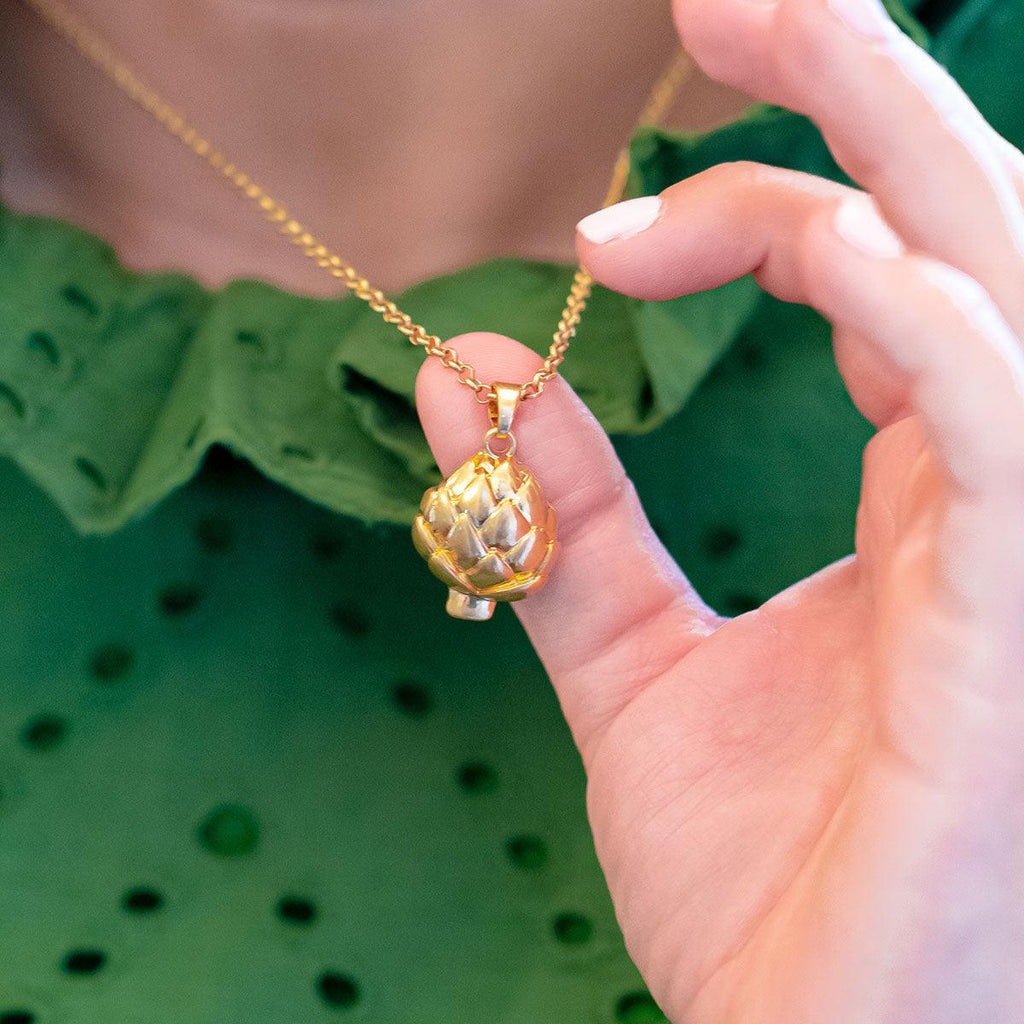 CANVAS Style x @ChappleChandler Suzy Artichoke Charm Necklace in Worn Gold - Canvas Style