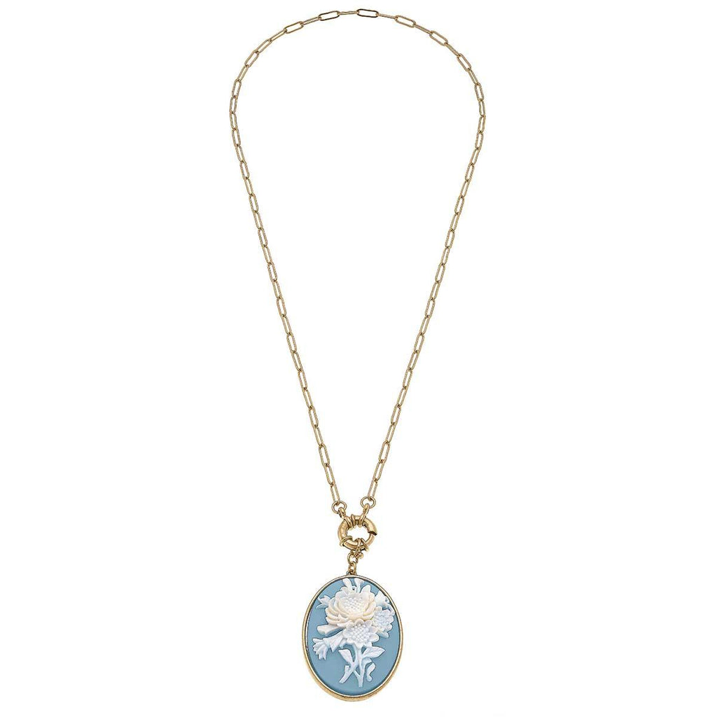 Emilie Resin Pendant Necklace in Wedgwood Blue - Canvas Style