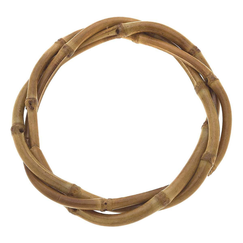 Felicity 3-Row Woven Bamboo Bangle in Natural - Canvas Style