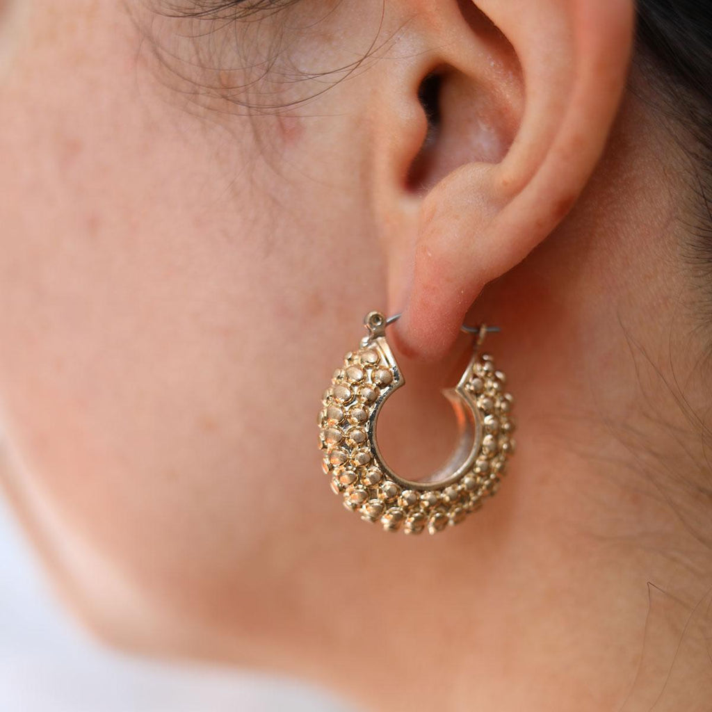 Harmony Textured Hoop Earrings in Worn Gold - Canvas Style