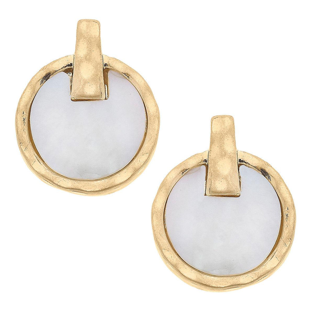 Mariana Pearl Stud Earrings in Mother of Pearl - Canvas Style