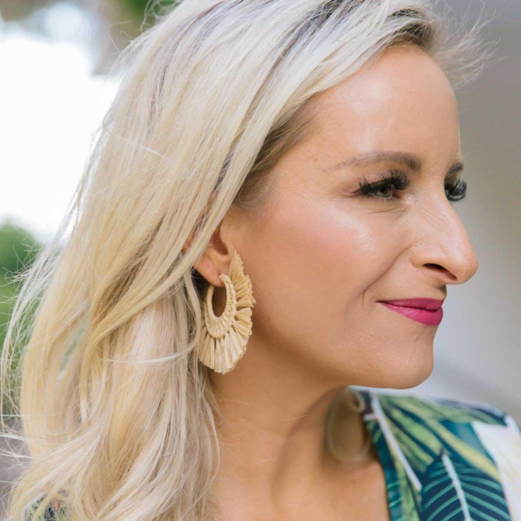 Teagan Statement Earrings in Natural - Canvas Style